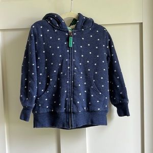 Mini Boden Navy Blue and White Stars Sherpa Lined Hoodie